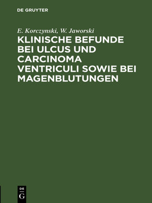 cover image of Klinische Befunde bei Ulcus und Carcinoma ventriculi sowie bei Magenblutungen